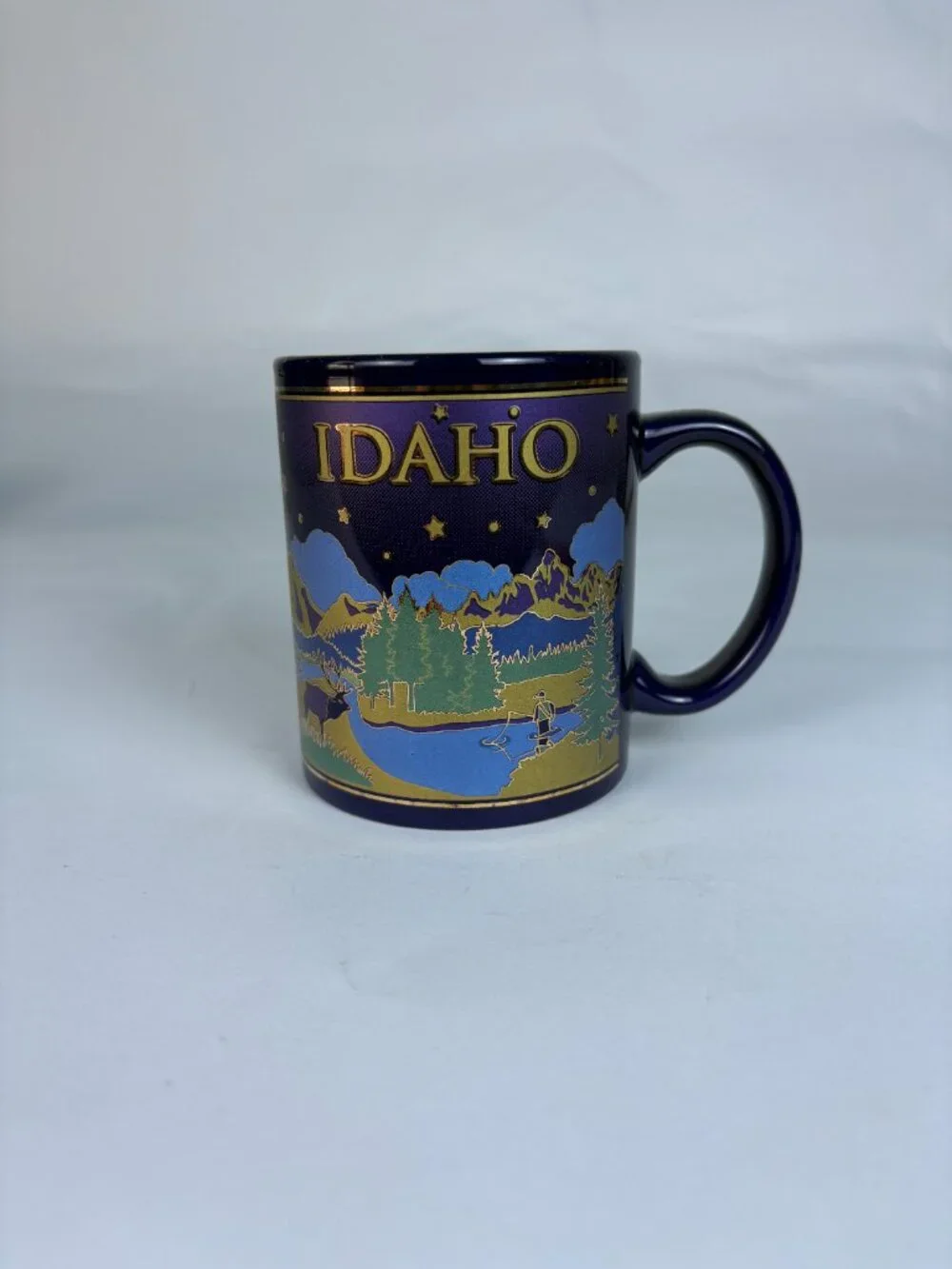Vintage Idaho Coffee Mug | Scenic Idaho Souvenir Mug | Cobalt Blue Ceramic Mug